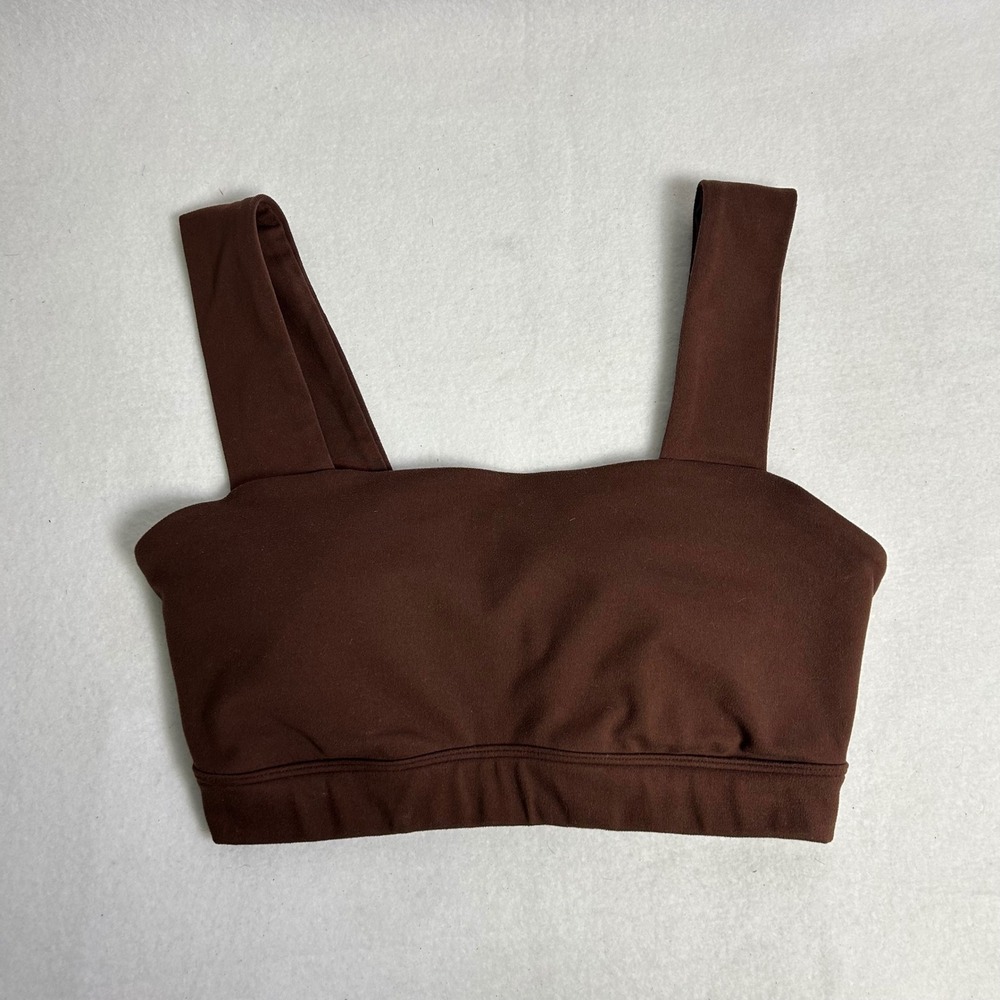 Athleisure Gilly‎ Hicks Women M Brown Twist Back Square Neck Sports Bra Top
